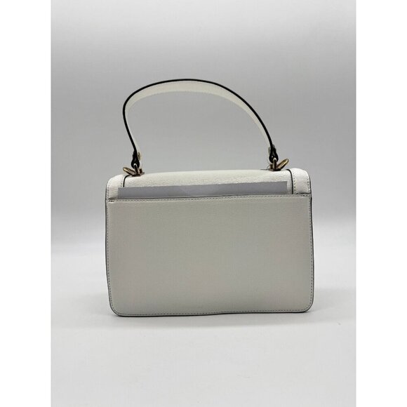 KARL LAGERFELD Simone leather flap top handle small satchel (no long strap)WHITE - Picture 7 of 12
